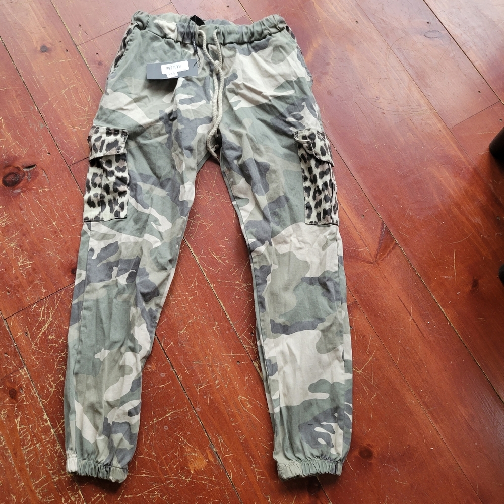 Italian camo leopard jogger pants